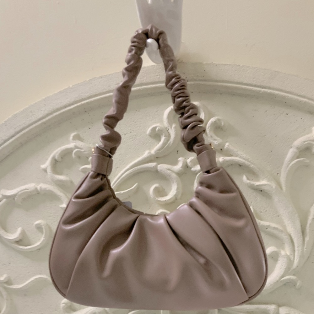 Taupe Ruched Mini Handbag NWT